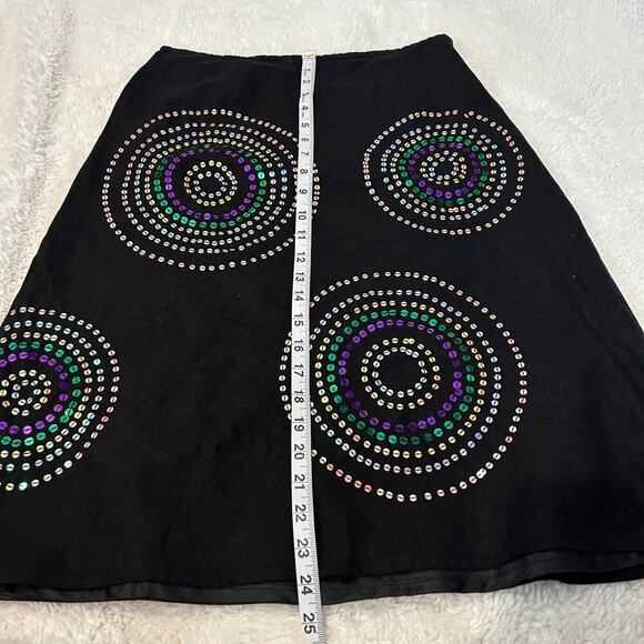 Edward Skirt Womens Sz 8 Black Linen Sequin Blend‎ Maxi Fully Lined Minimalist - Picture 3 of 7